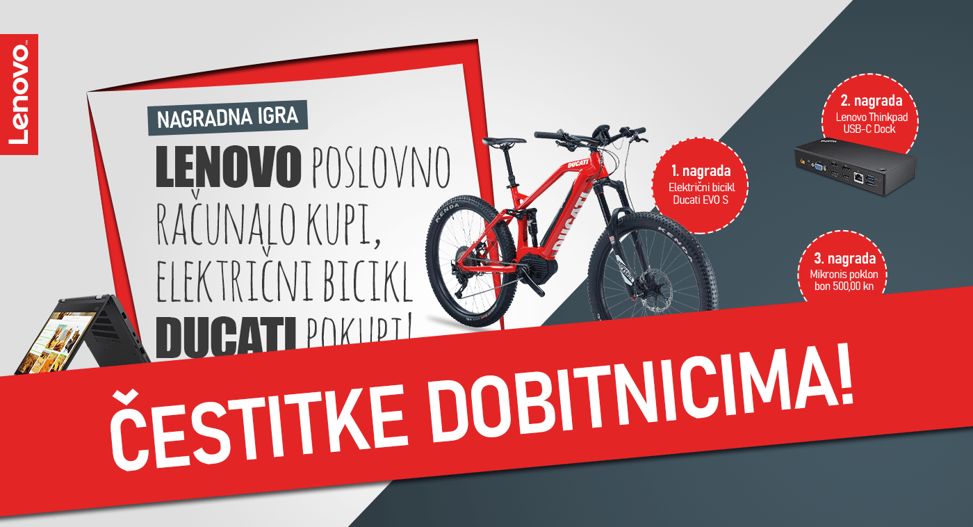 Nagradna igra Lenovo poslovno računalo kupi, električni bicikl Ducati pokupi - Izvučeni dobitnici!