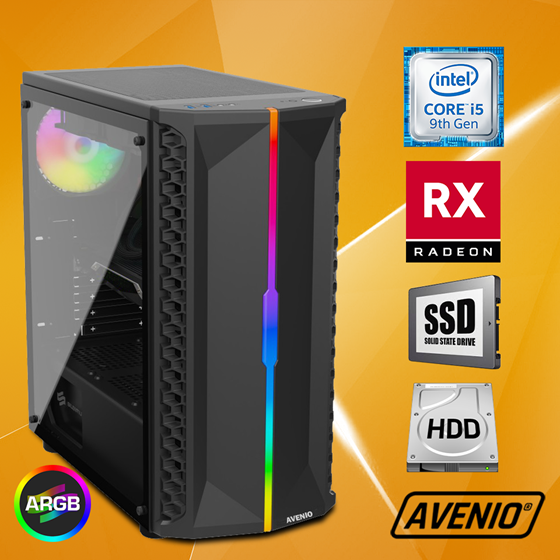 Avenio OptiGamer Intel Core i5 9400F 2.90GHz 16GB 256GB SSD + 1TB HDD FreeDOS AMD Radeon RX 590 8GB GDDR5 P/N: 02241838
