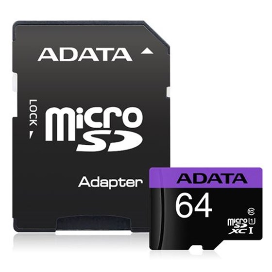 Memorija microSDHC 64GB HC Class 10 UHS + SD adapter P/N: AUSDX64GUICL10-RA1 