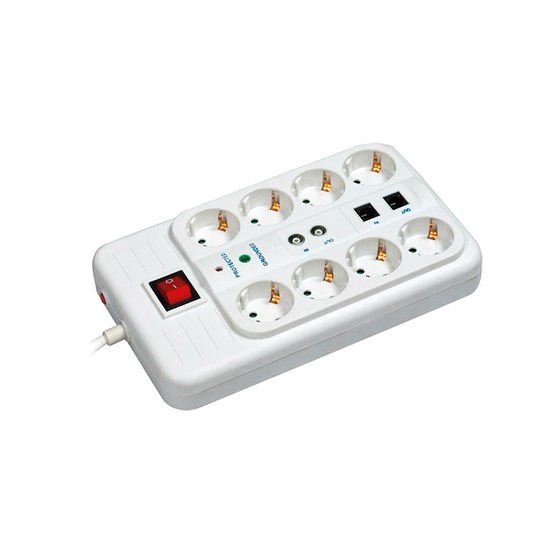 Strujna priključnica prijenosna, 8xSchuko/16A, prekidač, kabel 3,0 m, bijela Šifra: 0855