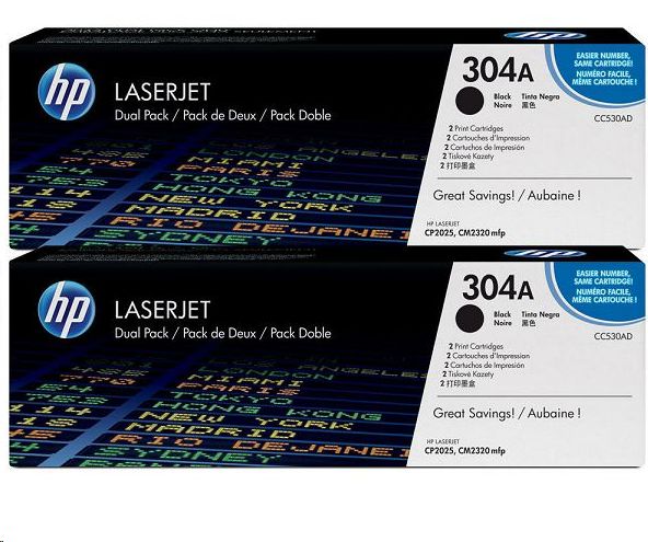 Toner HP Color LaserJet 304A Black 2-pack (ČIŠĆENJE ZALIHA) P/N: CC530AD