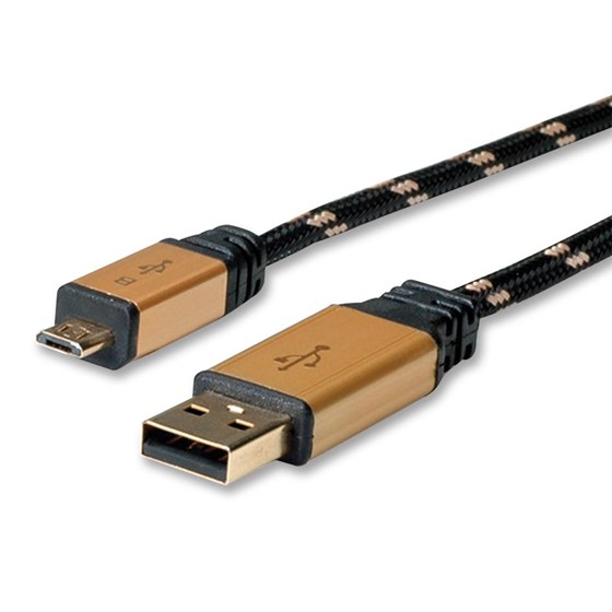 Kabel USB 2.0 Type-A M - USB 2.0 Micro-B 1.8m Roline Gold P/N: 11.02.8826 P/N: 11.02.8826