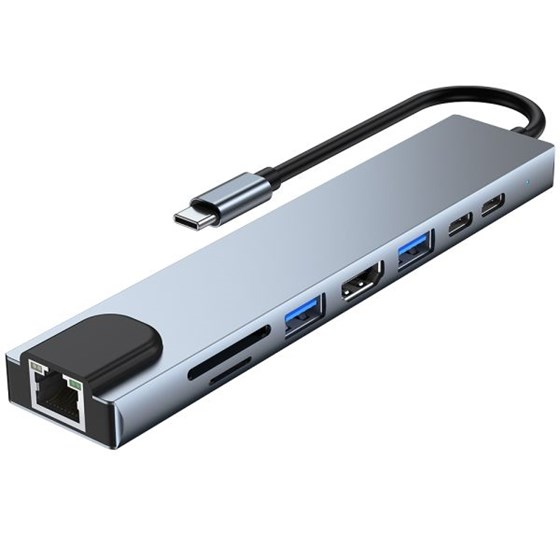 Port Replicator Moye Connect Multiport X8 series PD 87W 1x USB 3.0, 1x USB 2.0, 2x USB-C, 1x HDMI, 1x RJ-45, SD Card Reader P/N: 8605042604012