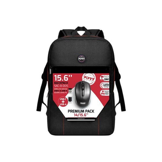 Ruksak za laptope do 15.6" PORT Preminum crni + bežični miš P/N: port-pack-501901