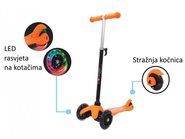 Jamara romobil za djecu, 3 kotača, svjetla na kotačima, narančasti