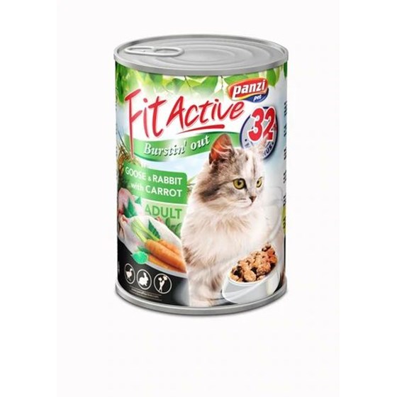 FitActive CAT 415g konzerva Patka/Zec s mrkvom 32%