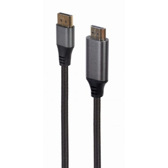 Kabel DisplayPort - HDMI 1.8m braided 4K UHD Premium series Gembird P/N: CC-DP-HDMI-4K-6