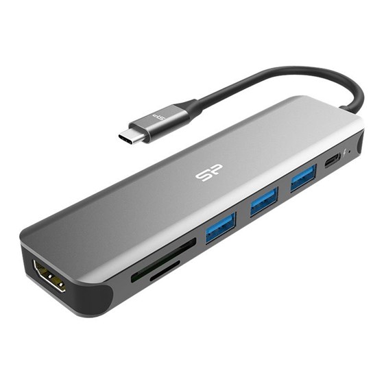 USB-C HUB Silicon Power SU20, 7u1 3x USB-A, 1x USB-C, 1x HDMI, 1x SD reader, PowerDelivery