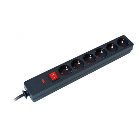 Strujna priključnica Comel 6xSchuko, prekidač, kabel 1,5 m, crna