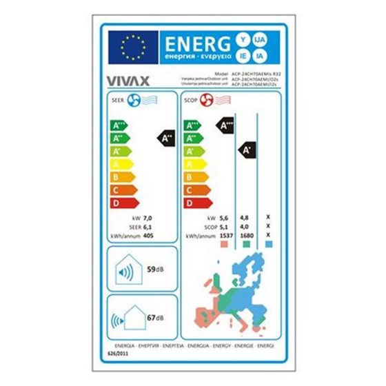 VIVAX COOL, klima uređaji, ACP-24CH70AEMIs R32 + WiFi