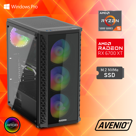 Avenio Vector AMD Ryzen 5 5600X 3.70GHz 16GB 1TB NVMe SSD W10P AMD Radeon RX 6700 XT 12GB GDDR6 P/N: 02242011