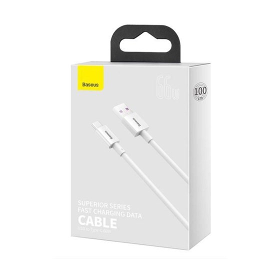 Kabel USB A - USB C 1m 66W Baseus fast charging, bijeli, CATYS-02