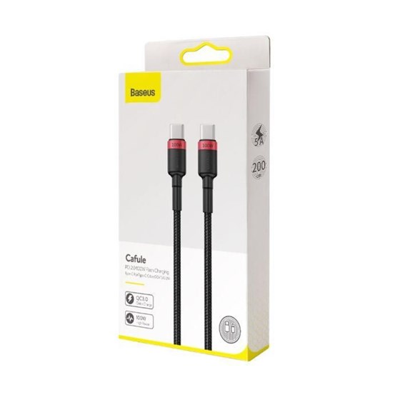 Kabel USB C - USB C 2m Braided crveno crni, Baseus Cafule PD 2.0 100W, CATKLF-AL91