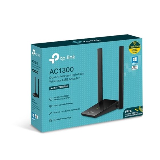TP-LINK Archer T4U Plus AC1300 Wireless dual band MU-MIMO USB 3.0 P/N: ARCHER T4U PLUS