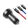 Auto punjač Baseus 2x USB 24W + kabel 3u1 MicroUSB Lightning USB C crni P/N: TZCCBX-0G