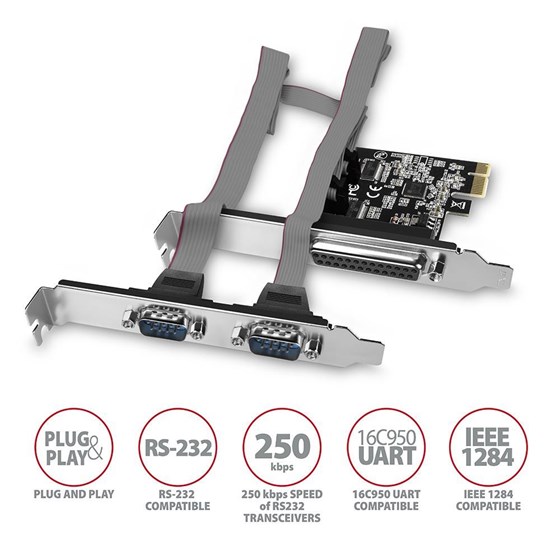 AXAGON PCEA-PSN DB25M Parallelx1+DB9M Serialx2+LP PCEA-PSN P/N: PCEA-PSN
