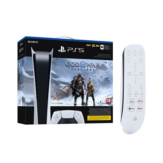 PlayStation 5 Digital Edition C chassis + God of War: Ragnarok VCH PS5 + PS5 Media Remote P/N: PS5DIGGOWPS5MR 