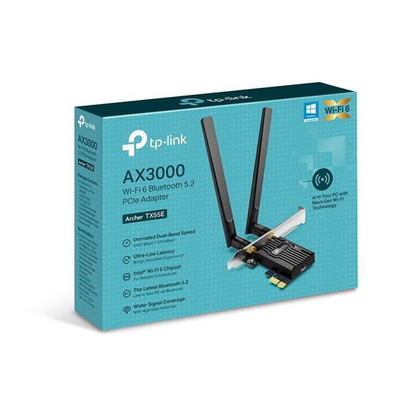 TP-Link Archer TX55E, AX3000 Wi-Fi 6 Bluetooth 5.2 PCIe Adapter, Mrežna kartica 