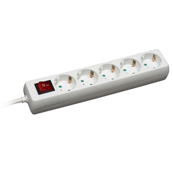 Strujna priključnica prijenosna, 5xSchuko/16A, prekidač, kabel 3,0 m, bijela Šifra: 2270