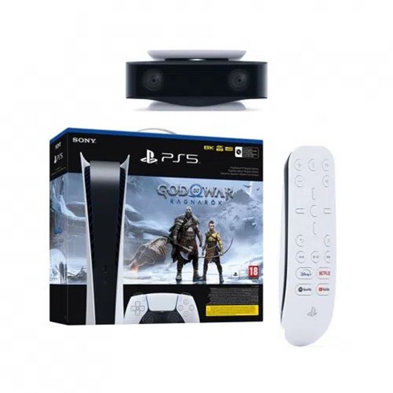 PlayStation 5 Digital Edition C chassis + God of War: Ragnarok VCH PS5 + PS5 Media Remote + PS5 HD Camera P/N: PS5DIGGOWPS5MRHDC