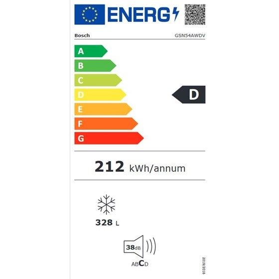 Bosch GSN54AWDV, Samostojeći zamrzivač, Bijela