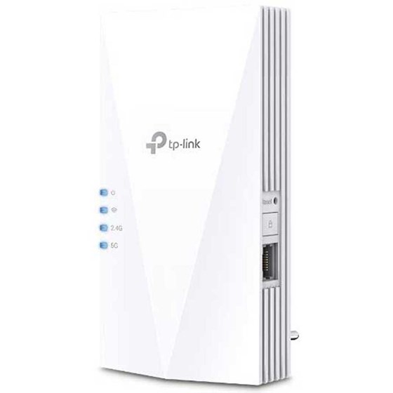 TP-Link RE500X AX1500 Wi-Fi 6 Range Extender, 300 Mbps/2.4 GHz + 1201 Mbps/5 GHz, 2 × Internal Antennas, 1 × Gigabit Port,1024 QAM, Wall Plugged, Tether App