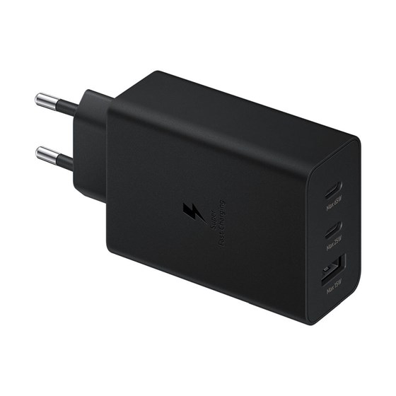 Punjač Samsung T6530 Trio 65W, 25W i 15W Fast Charge 2x USB-C i USB-A crni bez kabela EP-T6530NBEGEU