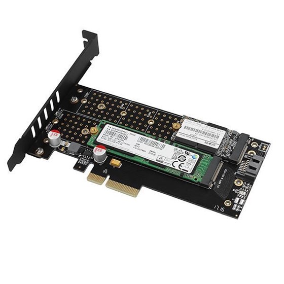 Adapter AXAGON PCI-E 3.0 x4-DUAL M.2 SSD NVMe + SATA s hladnjakom NVMe + SATA P/N: PCEM2-DC