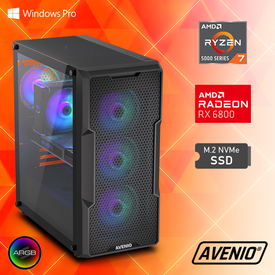 Avenio Vector AMD Ryzen 7 5800X 3.80GHz 32GB 1TB NVMe SSD W10P AMD Radeon RX 6800 16GB GDDR6 P/N: 02242121