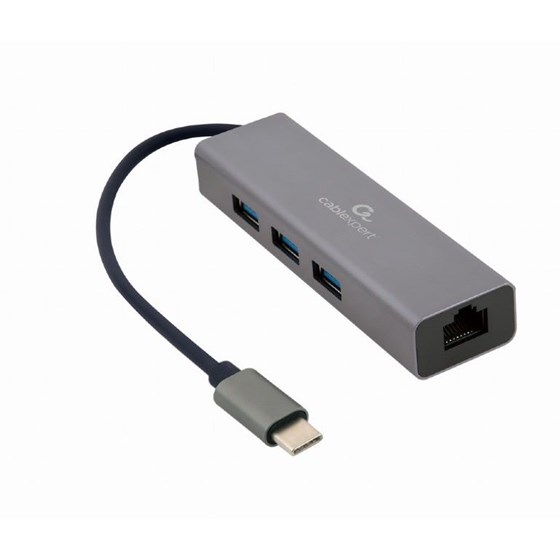 USB-C Hub Gembird, 3x USB 3.0, 1x RJ45, A-CMU3-LAN-01