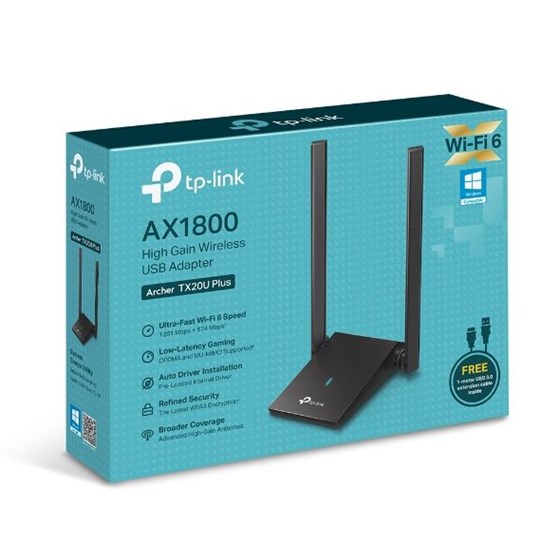 TP-Link Archer TX20U Plus, AX1800 Dual-Band High Gain Wi-Fi 6 USB adapter
