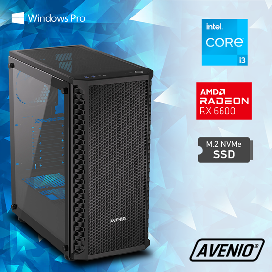 Avenio TopGamer BTS Intel Core i3 12100F 3.30GHz 16GB 1TB NVMe SSD W10P AMD Radeon RX6600 8GB GDDR6 P/N: 02242232