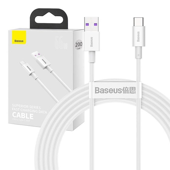Kabel USB A - USB C 2m 66W Baseus bijeli P/N: CATYS-A02