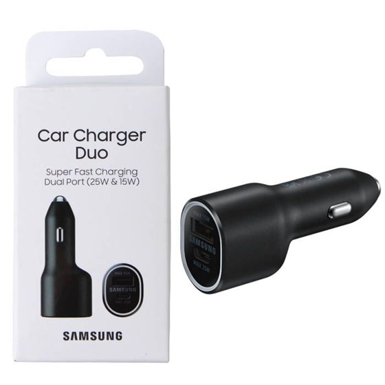 Auto punjač Samsung L4020 Duo 25W i 15W Fast Charge USB-C i USB A crni, bez kabela, EP-L4020NBEGEU