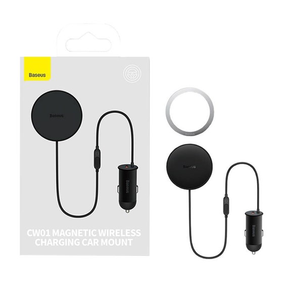 Auto držač za smartphone Baseus Magnetic Wireless charging 15W + USB C 25W crni, C40141000111-00