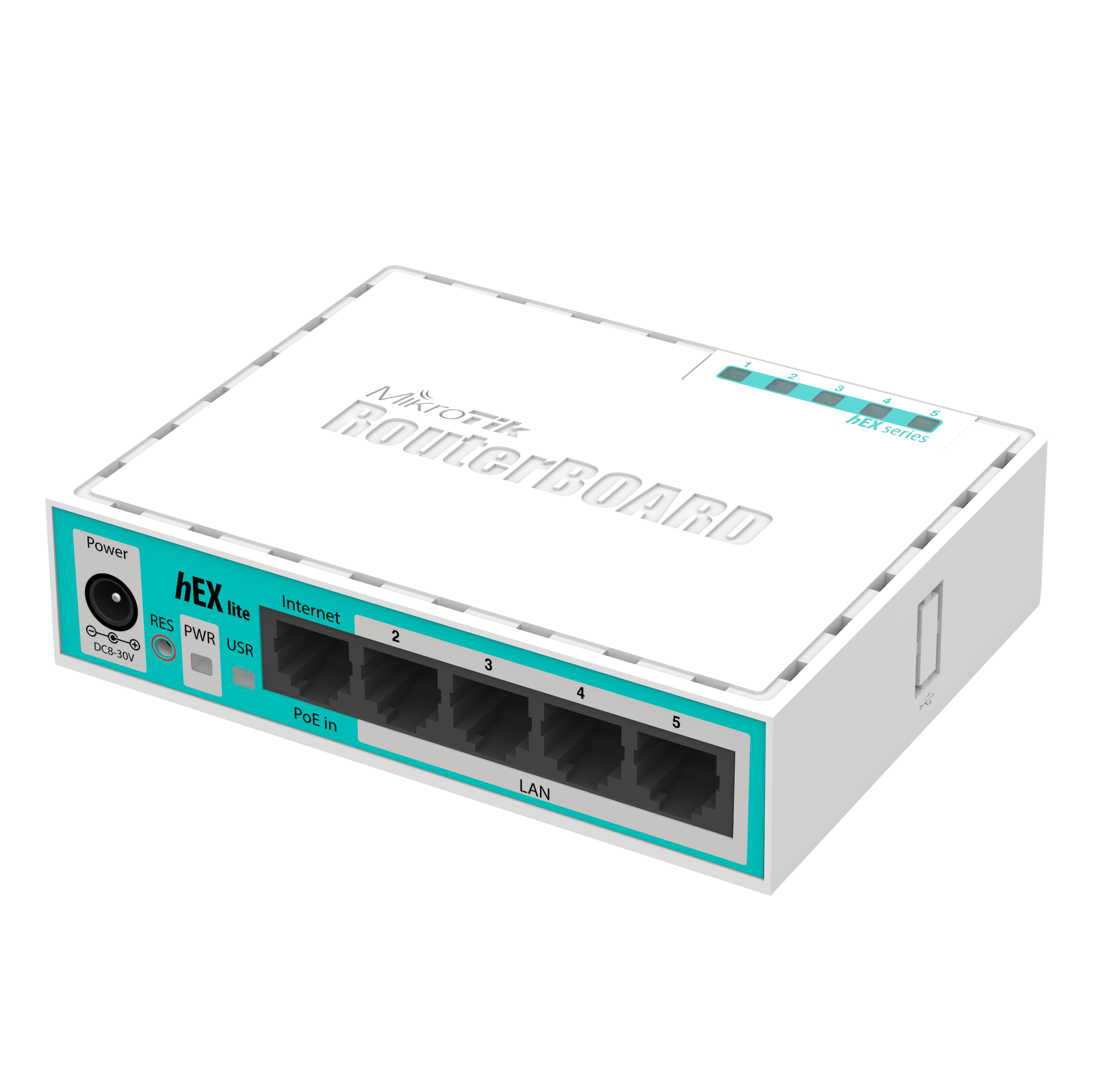 MikroTik hEX Lite Router, 64MB RAM, 5×LAN, RouterOS L4 (RB750r2)
