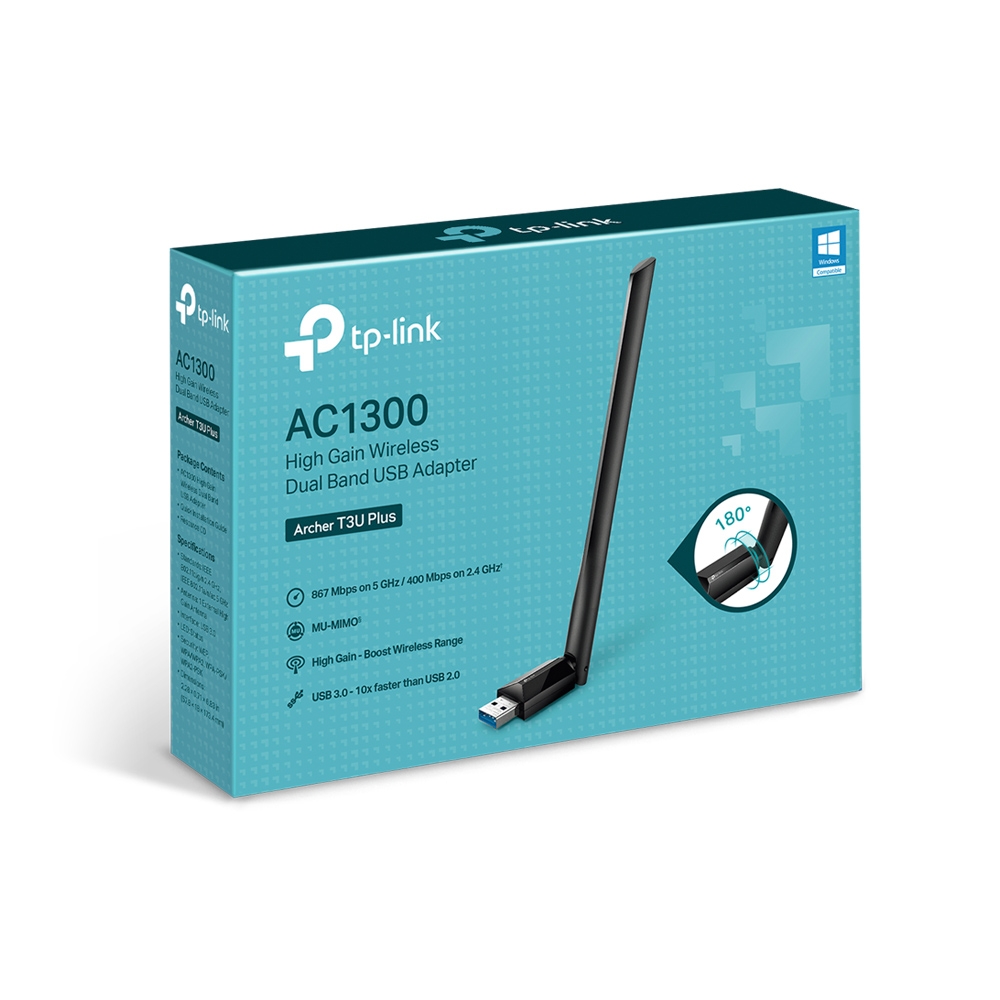 TP-Link Archer T3U Plus, AC1300 Dual-Band High Gain Wireless Dual Band USB Adapter