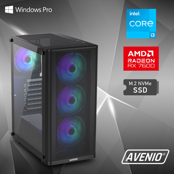 Avenio ProGamer Intel Core i3 13100F 3.40GHz 16GB 1TB NVMe SSD W11P AMD Radeon RX 7600 8GB GDDR6 P/N: 02242341