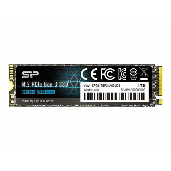 SSD 1TB Silicon Power A60, M.2 NVMe, PCIe Gen3x4, 2200/1600 MB/s, SP001TBP34A60M28