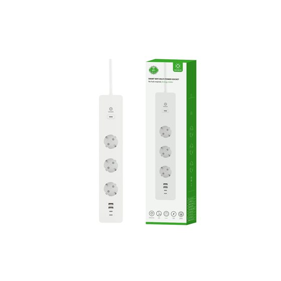 Woox Smart Wi-Fi strujna letva, 3×strujna utičnica, 2×USB-A, 2×USB-C punjač, 1.5m, WooxHome app, Alexa & Google Assistant