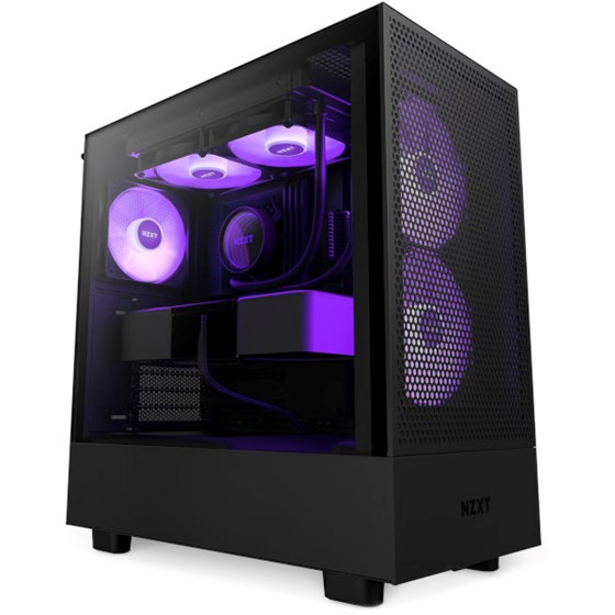 Kućište NZXT H5 Flow, ATX, Bez napajanja, Kaljeno staklo, RGB, Crna, CC-H51FB-R1