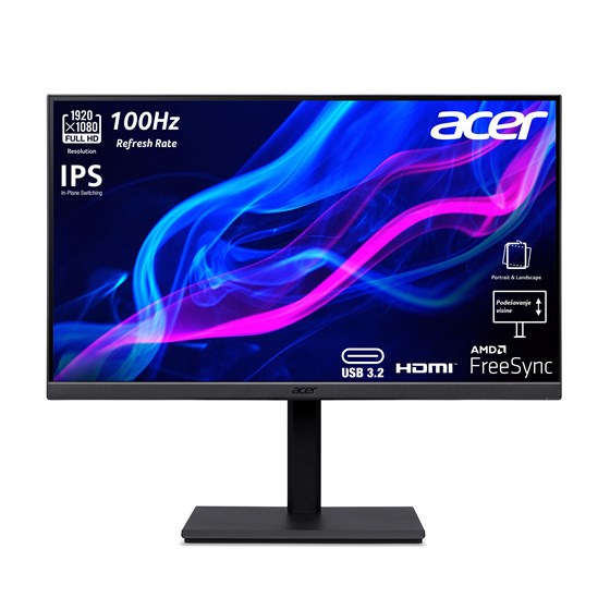 Monitor Acer Vero B247Y E, 24" FHD, IPS, 100Hz 4ms, VGA, DP, HDMI, USB, AMD FreeSync, Zvučnici, Crni, UM.QB7EE.E15_5Y