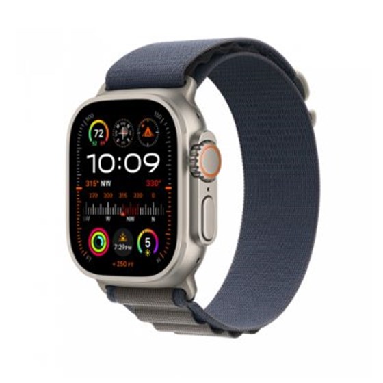 Apple Watch Ultra2 Cellular, 49mm Titanium Case w Blue Alpine Loop - Small, mrek3bs/a
