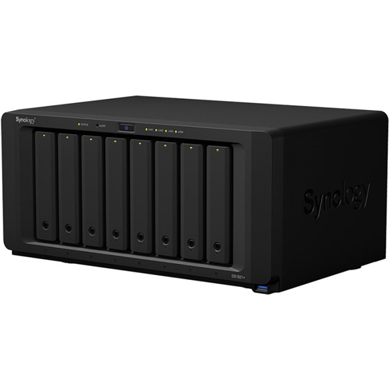 Synology DS1821+ DiskStation 8-bay NAS server, 2.5"/3.5" HDD/SSD/M.2, 4GB DDR4 , 4×G-LAN, USB3.0×4, eSATA×2, PCI-e, Wake on LAN/WAN