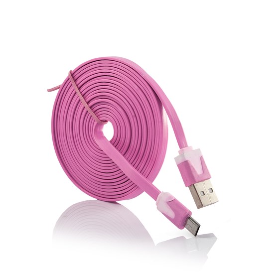 Kabel USB 2.0 Type-A M - microUSB M 3.0m rozi - flat P/N: 31120821 