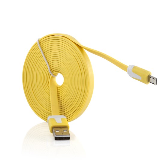 Kabel USB 2.0 Type-A M - microUSB M 3.0m žuti - flat P/N: 31120824 
