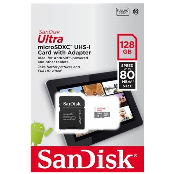 Memorija microSDXC 128GB SanDisk Ultra Android + adapter P/N: SDSQUNS-128G-GN6MN