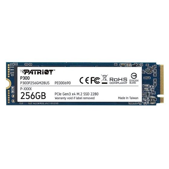 SSD 256GB Patriot P300 M.2 2280 PCIe Gen3 x4, NVMe 1.3, R/W: 1700/1100 MB/s P/N: P300P256GM28