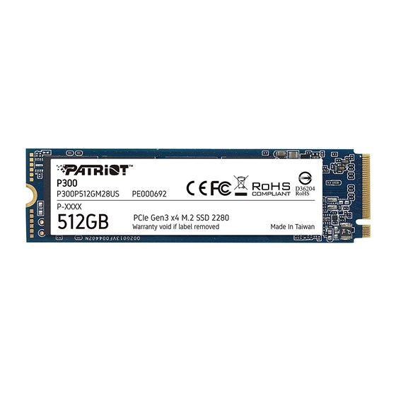 SSD 512GB Patriot P300 M.2 2280 PCIe Gen3 x4, NVMe 1.3, R/W: 1700/1100 MB/s P/N: P300P512GM28