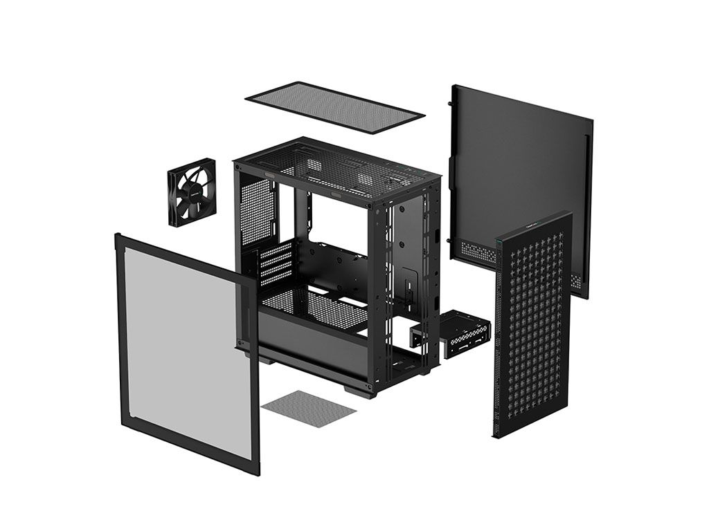 Kućište DeepCool CH370, mATX, Bez napajanja, Kaljeno staklo, Crna, R-CH370-BKNAM1-G-1